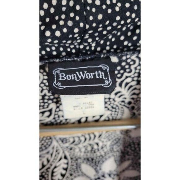 Vintage Bon Worth Large cardigan Open Front silky Kimono B/W flowy Rayon EUC - Picture 9 of 10